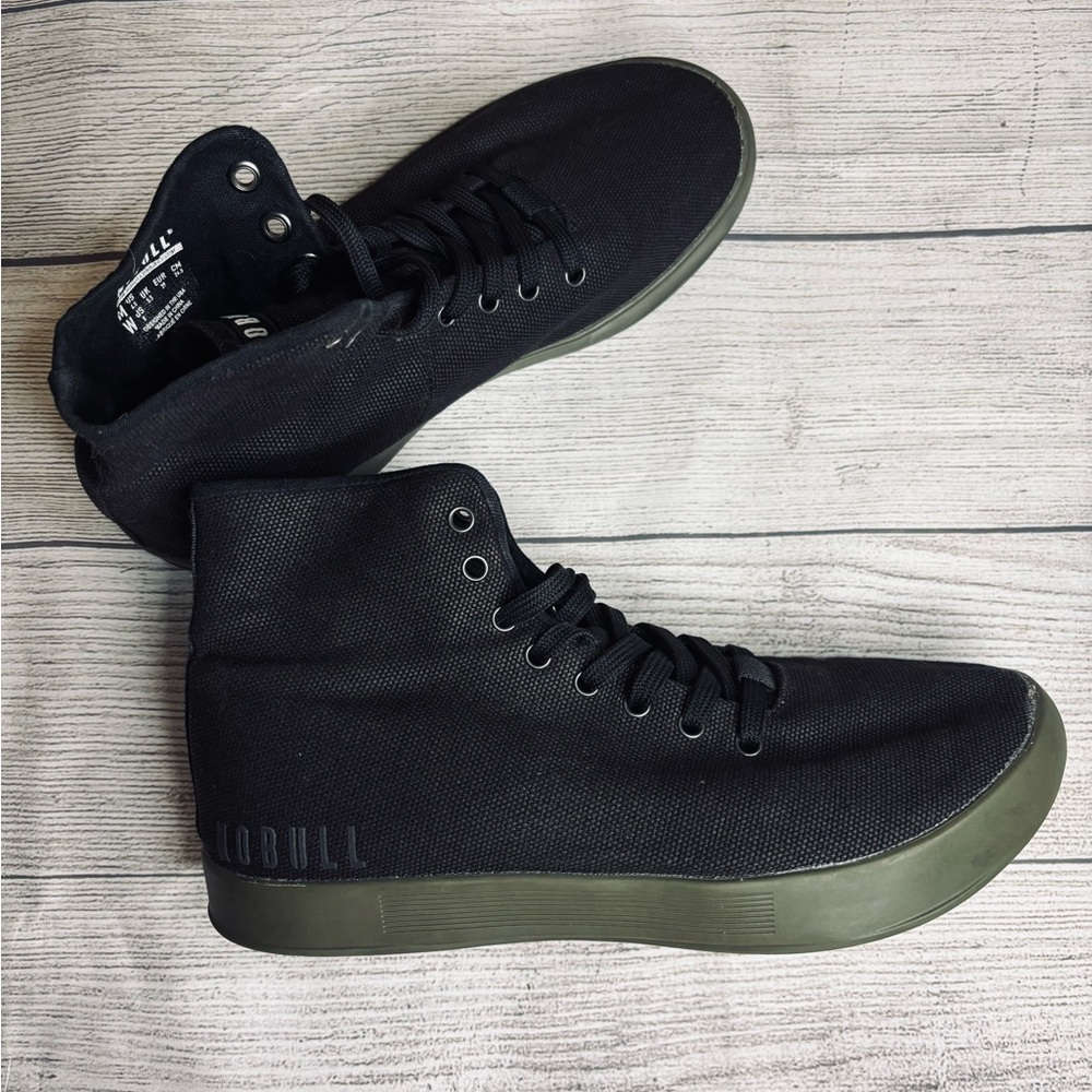 NOBULL Men's Black High-Top Sneakers with Olive Green Sole